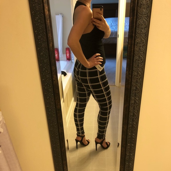 Black and White Grid Checker Print Pant - Picture 3 of 5